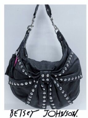 Betsey Johnson Black Leather Hobo Bag Bows & Arrows Gemma Son's Of Anarchy Y2K